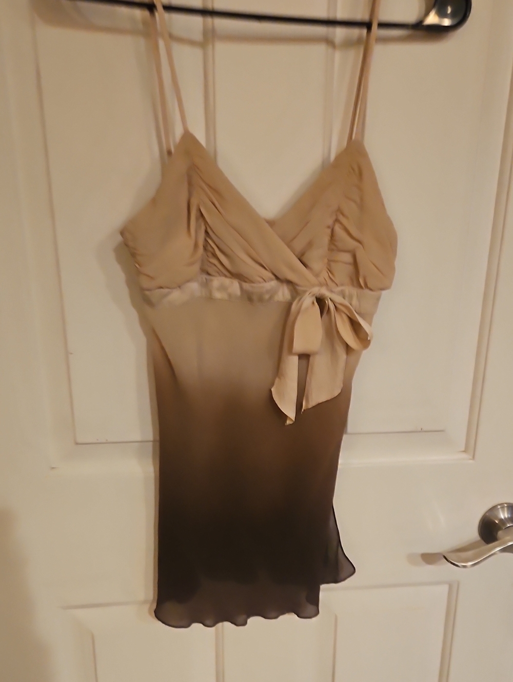 bebe Beige and Black Labeled Slip Top